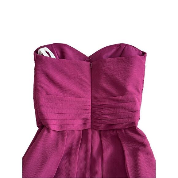 David’s Bridal Strapless Plum Dress Size 4 Bridesmaid Formal Back Zip - Picture 5 of 8